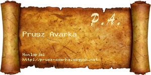 Prusz Avarka névjegykártya